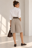 Πούρου herringbone wide leg βερμούδα