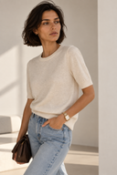 Cream fine knit μπλούζα με μεταλιζέ κλωστή