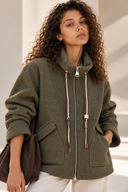 Χακί bouclé zip jacket