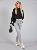 Μαύρο oversized ασύμμετρο knit πουλόβερ