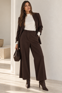 FIGARO Καφέ αλκαντάρα Crop  straight pants