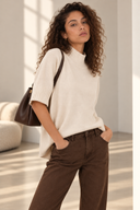 Cream oversized knit μπλούζα