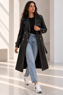 Μαύρη δερματίνη trench coat