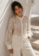 EIGHTY2 Εκρού resort chic δαντελένιο πουκάμισο