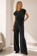 Ανθρακί relaxed knit σετ