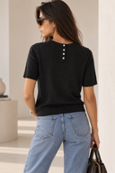 Μαύρη fine knit μπλούζα με μεταλιζέ κλωστή