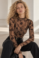 Camel floral mesh μπλούζα