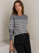 Γκρί striped button knit sweater