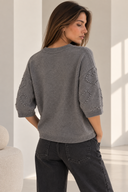 Γκρι Heart Knit Μπλούζα