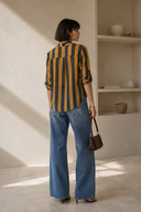 Μουσταρδί striped relaxed πουκάμισο