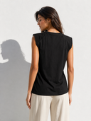 Figaro Μαύρο embroidered shoulder pad t-shirt