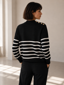 Μαύρη striped button knit sweater