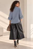 Μαύρη faux leather ζιπ κιλότ με ζώνη