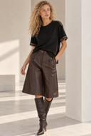 FIGARO Καφέ faux leather βερμούδα