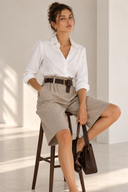 Πούρου herringbone wide leg βερμούδα