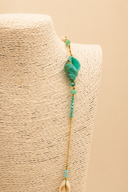 Πετρόλ beaded shell detail necklace