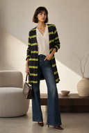 Καφέ lime striped knit ζακέτα