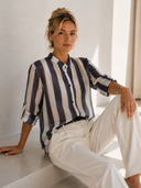 Μπλε striped relaxed πουκάμισο