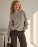 Μπεζ button detail turtleneck sweater