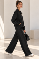 FIGARO Μαύρο embroidered side stripe pants