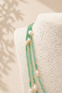 Πράσινο layered beaded necklace με πολύχρωμες χάντρες