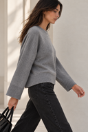 Γκρί lurex detail πλεκτή μπλούζα