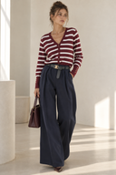 Μπλε  wide leg παντελόνα με ζώνη