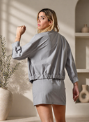 Γκρι mini skirt με τσέπη