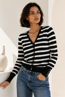 Μαύρη striped knit cardigan