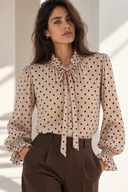 Μπεζ Sheer Dot Blouse