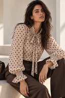 Μπεζ Sheer Dot Blouse