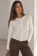 Εκρού lace detail cardigan