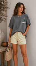 Κίτρινο cotton basic σορτς