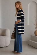 Μπλε cream striped knit ζακέτα
