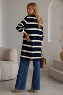Μπλε cream striped knit ζακέτα