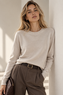 Μπεζ basic knit πουλόβερ
