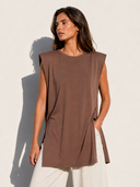 EIGHTY2 Καφέ shoulder pad lyocell μπλούζα