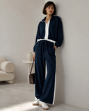 Μπλε color block relaxed σετ