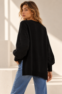 FIGARO Μαύρο oversized floral knit μπλούζα