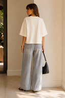 Cream oversized 3/4 top