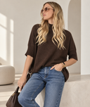 Καφέ oversized knit μπλούζα