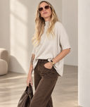 Μπεζ oversized knit μπλούζα