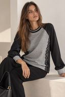 FIGARO Γκρι satin lace μπλούζα