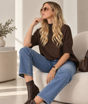 Καφέ oversized knit μπλούζα