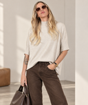 Μπεζ oversized knit μπλούζα