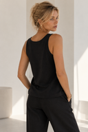 FIGARO Μαύρη floral detail tank top