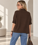 Καφέ oversized knit μπλούζα
