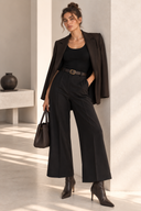 FIGARO Μαύρο αλκαντάρα Crop  straight pants
