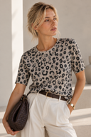 Πούρου leopard fine knit μπλούζα με sugar glitter