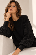 FIGARO Μαύρο oversized floral knit μπλούζα